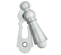 Kooples Hardware Delamain Large Covered Escutcheon Classic Keyhole Cover with Hinged Lid - Solid Brass for Mortice Locks (Satin Chrome)