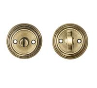 Kooples Hardware Delamain Large Thumbturn & Release Satin Stainless Steel Bathroom Lock Set - Concealed Fix, Ergonomic Design, Emergency Coin Release (Florentine Bronze)