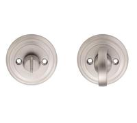 Kooples Hardware Delamain Large Thumbturn & Release Satin Stainless Steel Bathroom Lock Set - Concealed Fix, Ergonomic Design, Emergency Coin Release (Satin Chrome)