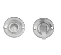 Kooples Hardware Delamain Small Thumbturn & Release Satin Stainless Steel Bathroom Door Lock - Compact Design, Concealed Fix, Emergency Coin Release (Satin Chrome)