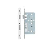 Kooples Hardware DIN Bathroom Lock 2-Piece 78mm Centres, 55mm Backset Radius Faceplate Privacy Mortice for Lever Handle & Thumbturn Sets (Polished Stainless)