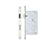 Kooples Hardware DIN Bathroom Lock 78mm Centres, 60mm Backset Privacy Mortice Lock for Internal Doors Thumbturn & Lever Handle Compatible (Polished Stainless)