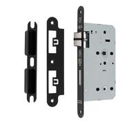 Kooples Hardware DIN Bathroom Lock - Satin Stainless Steel Internal Door Lock with Thumb Turn and Bolt, Heavy Duty Privacy Lock for Bathroom Doors (Radius, Matt Black, 60mm)