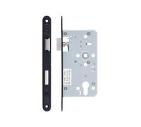 Kooples Hardware DIN Escape Lock - 72mm Centres - 60mm Backset - Radius Forend Mortice Lock for Euro Profile (Powder Coat Black)
