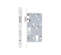 Kooples Hardware DIN Escape Lock - 72mm Centres - 60mm Backset - Radius Forend Mortice Lock for Euro Profile (Powder Coat White)