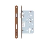 Kooples Hardware DIN Escape Lock - 72mm Centres - 60mm Backset - Radius Forend Mortice Lock for Euro Profile (PVD Bronze)
