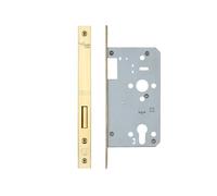 Kooples Hardware DIN Euro Deadlock - 60mm Backset Mortice Lock Case for Euro Cylinder Doors (Brass Finish/Anti Tarnish)