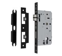 Kooples Hardware DIN Euro Escape Lock - Stainless Steel Emergency Exit Lock with Euro Profile Case, Reversible Latch, Commercial Fire Door Fitting (Square, Matt Black)