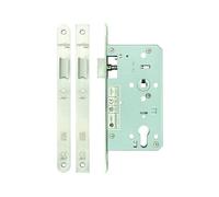 Kooples Hardware DIN Latch 60mm Backset Euro Profile Mortice Lock Case with Strike Plate DIN 18251 Standard - Timber & Composite Door Compatible (Satin Stainless)