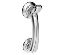 Kooples Hardware Door Knocker on Rose Solid Brass Decorative Front Feature Classic Ring Style Surface Mounted Entrance Fitting (Satin Chrome)