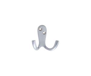 KOOPLES HARDWARE Double Robe Hook Wall Mounted - 51mm Compact Size - SC PB CP Finishes for Bathroom, Bedroom, Office, Door (Satin Chrome)