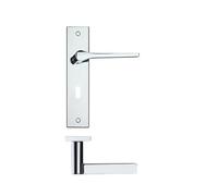 KOOPLES HARDWARE Draco Lever on Lock Backplate 190mm x 42mm - Internal Door Handle with Keyhole for Mortice Lock Bold Angular Design - Fixings Included (Polished Chrome)