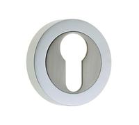 Kooples Hardware Dual Euro Profile Escutcheons 50mm Round Rose Cylinder Lock Cover Plate (Polished Chrome/Satin Nickel)