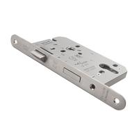Kooples Hardware Easi-T Contract DIN Euro Profile Sashlock - DIN Standard Mortice Lock for Lever Handles and Euro Cylinders (Sashlock Radius, Satin Stainless Steel, 55mm Backset)