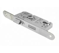 Kooples Hardware Easi-T DIN Euro Profile Escape Lock - Reversible Stainless Steel Mortice Lock - Emergency Exit Door Lock with Strike Plate (Radius, Stain Stainless Steel, 85mm x 150mm x 60mm x 72mm)