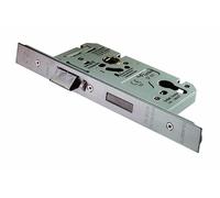Kooples Hardware Easi-T DIN Euro Profile Escape Lock - Reversible Stainless Steel Mortice Lock - Emergency Exit Door Lock with Strike Plate (Square, Stain Stainless Steel, 85mm x 150mm x 60mm x 72mm)
