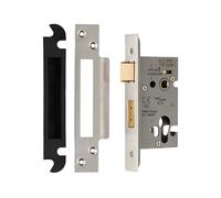 Kooples Hardware Easi-T Euro Profile Sashlock - Mortice Lock Case for Euro Cylinder - Internal or External Wooden Doors (Satin Stainless Steel, 64mm)