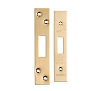 Kooples Hardware Easi-T Forend, Strikes & Fixing Pack - Compatible with Mortice Deadlocks - Lock Accessory Kit for Timber Doors (Square, Satin Brass)