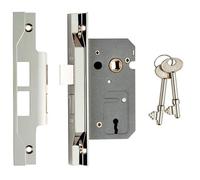 Kooples Hardware Easi-T Residential 2 Lever Sashlock Rebated - Internal Door Mortice Lock with Rebate Kit - Ideal for Double Wooden Doors (Satin Nickel, 64mm)