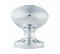 KOOPLES HARDWARE Easy Centre Door Knob Solid Brass Fixed Pull Non-Turning Decorative Knob Classic Round Design - Front Entrance Feature Surface Fit (Polished Chrome)