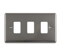 Kooples Hardware Enhance Decorative 3 Gang Grid Plate Stylish Durable Modular Faceplate for UK Electrical Systems (Black Nickel)