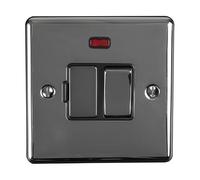 Kooples Hardware Enhance Decorative Switched Fuse Spur with Neon Indicator Brushed Metal Finish Durable Fused Connection Unit Modern Minimalist Design (Black Trim, Black Nickel)
