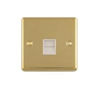 Kooples Hardware Enhance Decorative Telephone Slave Socket White Trim Brushed Metal Finish Durable Wall Plate Modern Minimalist Design (Polished Brass)