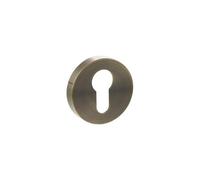 Kooples Hardware Euro Escutcheon Pair on Minimal Round Rose - Door Keyhole Covers for Euro Profile Locks (Antique Brass)