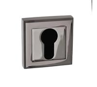 Kooples Hardware Euro Escutcheon Pair on Square Rose for Profile Cylinder Locks Door Keyhole Covers (Black Nickel)