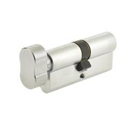 Kooples Hardware Euro Profile Cylinders & Turns - Keyed Alike Door Lock with Thumbturn - Secure Brass Euro Cylinder for Internal & External Use (Satin Chrome, 70mm)