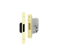 Kooples Hardware Euro Profile Deadlock - Mortice Deadbolt Lockcase for Euro Cylinders - Heavy Duty Security Lock for Internal & External Timber Doors (Polished Brass, 76mm)