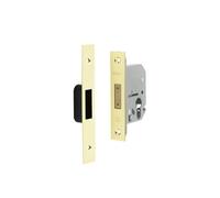 Kooples Hardware Euro Profile Deadlock - Mortice Deadbolt Lockcase for Euro Cylinders - Heavy Duty Security Lock for Internal & External Timber Doors (Polished Brass, 65mm)