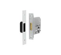 Kooples Hardware Euro Profile Deadlock - Mortice Deadbolt Lockcase for Euro Cylinders - Heavy Duty Security Lock for Internal & External Timber Doors (Satin Chrome, 76mm)