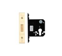 Kooples Hardware Euro Profile Deadlock - Mortice Lock Case for Euro Cylinder - Heavy Duty Security for Timber Doors (Brass Finish/Anti Tarnish)