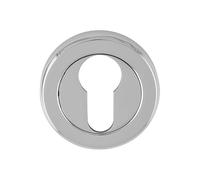 Kooples Hardware Euro Profile Escutcheon Satin Stainless Steel Keyhole Cover for Euro Cylinder Locks - Modern Round Design (Polished Chrome, Standard)
