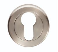 Kooples Hardware Euro Profile Escutcheon Satin Stainless Steel Keyhole Cover for Euro Cylinder Locks - Modern Round Design (Satin Nickel, Standard)