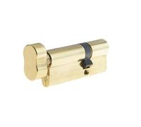 Kooples Hardware Euro Profile Offset Cylinder & Turn - Key and Thumbturn Lock Barrel with Offset Cam - Asymmetric Door Cylinder for uPVC, Timber & Composite Doors (Polished Brass, 30x70mm)