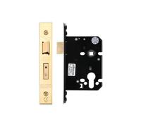 Kooples Hardware Euro Profile Sashlock Mortice Lock Case - Cylinder Operated Latch and Deadbolt for Timber Doors (Brass Finish/Anti Tarnish)