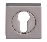 Kooples Hardware Euro Square Escutcheon 50mm - Keyhole Cover for Euro Cylinder Locks - Modern Door Accessory in Durable Finish - Easy to Install (Satin Nickle)