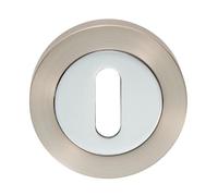Kooples Hardware Euro/Standard Profile Escutcheons Dual Keyhole Cover Set for Mortice & Euro Cylinder Locks - Satin Stainless Steel Finish (Satin Nickel/Polished Chrome, Standard Profile)