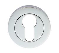 Kooples Hardware Euro/Standard Profile Escutcheons Dual Keyhole Cover Set for Mortice & Euro Cylinder Locks - Satin Stainless Steel Finish (Polished Chrome, Euro Profile)