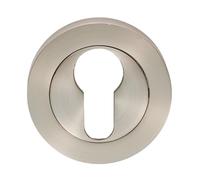 Kooples Hardware Euro/Standard Profile Escutcheons Dual Keyhole Cover Set for Mortice & Euro Cylinder Locks - Satin Stainless Steel Finish (Satin Nickel, Euro Profile)