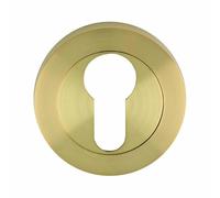 Kooples Hardware Euro/Standard Profile Escutcheons Dual Keyhole Cover Set for Mortice & Euro Cylinder Locks - Satin Stainless Steel Finish (Satin Brass, Euro Profile)