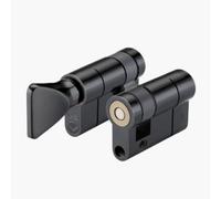 Kooples Hardware Euro V5 Euro Profile Single Turn Cylinder - 5-Pin Thumbturn and Blank End - Keyless One-Sided Operation - Fixings Included (Black, 50mm)