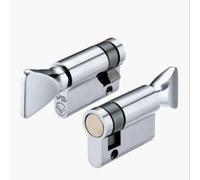 Kooples Hardware Euro V5 Euro Profile Single Turn Cylinder - 5-Pin Thumbturn and Blank End - Keyless One-Sided Operation - Fixings Included (Polished Chrome, 50mm)