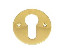 Kooples Hardware Face Fix Round Escutcheon - Euro Profile Keyhole Cover - Surface Mounted Escutcheon for Cylinder Locks (Polished Brass, 50MM)