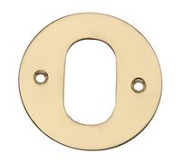 Kooples Hardware Face Fix Round Escutcheon - Oval Profile Keyhole Cover - Surface Mounted Escutcheon for Oval Cylinder Locks (Polished Brass, 50MM)