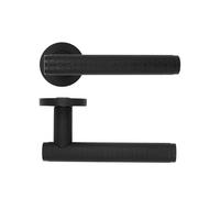 KOOPLES HARDWARE Favo Lever on Round Rose - Contemporary Door Handle - Satin Stainless Steel - Concealed Fix - Durable Grade 304 - Fixings Included (Oscuro Matt Black)