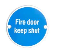 Kooples Hardware Fire Door Keep Shut Sign Brushed Steel Mandatory Safety Symbol for Commercial and Fir Doors (Satin Anodised Aluminium)