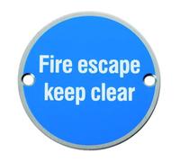 Kooples Hardware Fire Escape Keep Clear Sign Brushed Steel Safety Symbol for Emergency Exit Doors and Routes